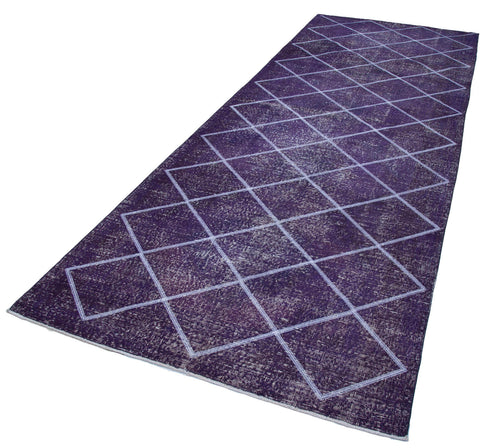 Geometric Carpet Purple Geometric Cotton Wool Handmade Area Rug 4'8'' x 12'10''