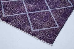 Geometric Carpet Purple Geometric Cotton Wool Handmade Area Rug 4'8'' x 12'10''