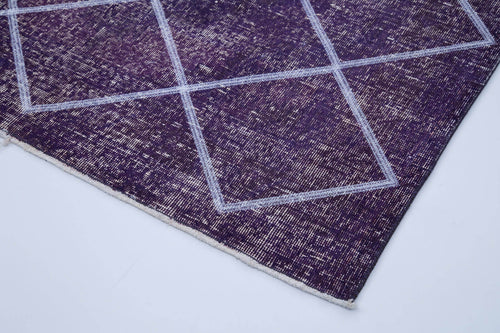 Geometric Carpet Purple Geometric Cotton Wool Handmade Area Rug 4'8'' x 12'10''