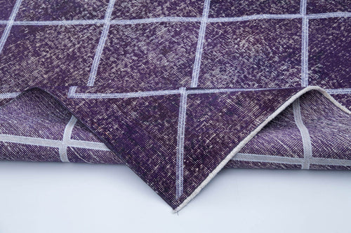 Geometric Carpet Purple Geometric Cotton Wool Handmade Area Rug 4'8'' x 12'10''