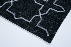 Geometric Carpet Black Geometric Cotton Wool Handmade Area Rug 4'9'' x 12'11''