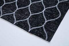 Geometric Carpet Black Geometric Cotton Wool Handmade Area Rug 5'0'' x 11'3''