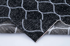 Geometric Carpet Black Geometric Cotton Wool Handmade Area Rug 5'0'' x 11'3''