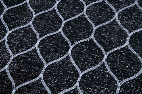 Geometric Carpet Black Geometric Cotton Wool Handmade Area Rug 5'0'' x 11'3''