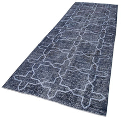 Geometric Carpet Grey Geometric Cotton Wool Handmade Area Rug 4'6'' x 12'7''