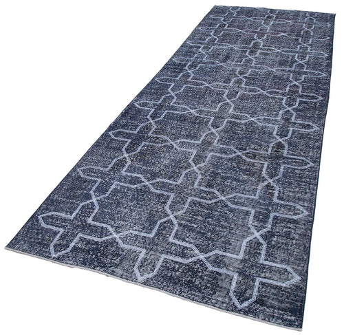Geometric Carpet Grey Geometric Cotton Wool Handmade Area Rug 4'6'' x 12'7''