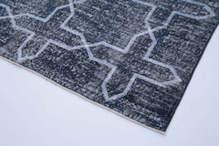 Geometric Carpet Grey Geometric Cotton Wool Handmade Area Rug 4'6'' x 12'7''