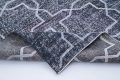 Geometric Carpet Grey Geometric Cotton Wool Handmade Area Rug 4'6'' x 12'7''