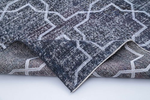 Geometric Carpet Grey Geometric Cotton Wool Handmade Area Rug 4'6'' x 12'7''