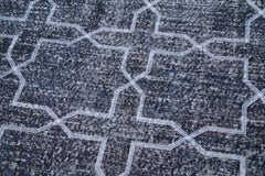 Geometric Carpet Grey Geometric Cotton Wool Handmade Area Rug 4'6'' x 12'7''