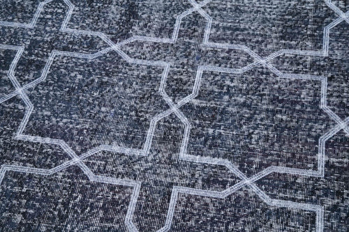 Geometric Carpet Grey Geometric Cotton Wool Handmade Area Rug 4'6'' x 12'7''