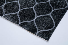 Geometric Carpet Black Geometric Cotton Wool Handmade Area Rug 4'8'' x 11'10''