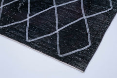 Geometric Carpet Black Geometric Cotton Wool Handmade Area Rug 4'8'' x 12'1''