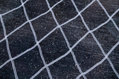 Geometric Carpet Black Geometric Cotton Wool Handmade Area Rug 4'8'' x 12'1''