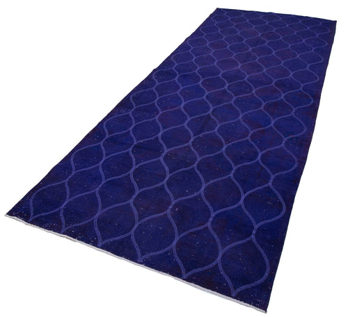 Geometric Carpet Purple Geometric Cotton Wool Handmade Area Rug 4'9'' x 12'6''
