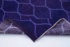 Geometric Carpet Purple Geometric Cotton Wool Handmade Area Rug 4'9'' x 12'6''