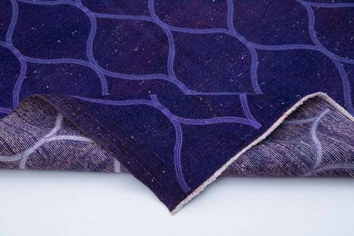 Geometric Carpet Purple Geometric Cotton Wool Handmade Area Rug 4'9'' x 12'6''