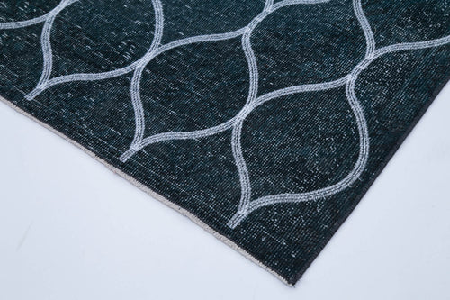 Geometric Carpet Grey Geometric Cotton Wool Handmade Area Rug 4'6'' x 9'5''