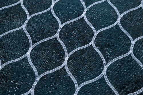 Geometric Carpet Grey Geometric Cotton Wool Handmade Area Rug 4'6'' x 9'5''