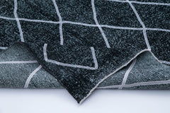 Geometric Carpet Black Geometric Cotton Wool Handmade Area Rug 4'11'' x 13'8''