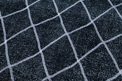 Geometric Carpet Black Geometric Cotton Wool Handmade Area Rug 4'11'' x 13'8''