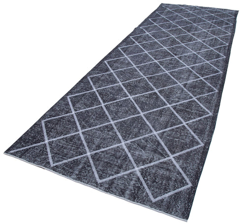 Geometric Carpet Grey Geometric Cotton Wool Handmade Area Rug 4'8'' x 13'11''