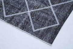 Geometric Carpet Grey Geometric Cotton Wool Handmade Area Rug 4'8'' x 13'11''