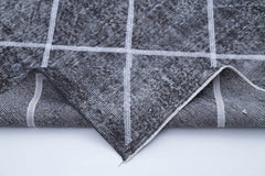 Geometric Carpet Grey Geometric Cotton Wool Handmade Area Rug 4'8'' x 13'11''