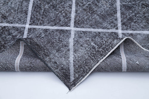 Geometric Carpet Grey Geometric Cotton Wool Handmade Area Rug 4'8'' x 13'11''