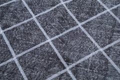 Geometric Carpet Grey Geometric Cotton Wool Handmade Area Rug 4'8'' x 13'11''