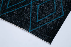 Geometric Carpet Black Geometric Cotton Wool Handmade Area Rug 4'10'' x 12'6''