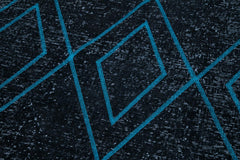 Geometric Carpet Black Geometric Cotton Wool Handmade Area Rug 4'10'' x 12'6''