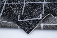 Geometric Carpet Black Geometric Cotton Wool Handmade Area Rug 4'8'' x 10'5''