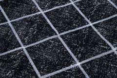 Geometric Carpet Black Geometric Cotton Wool Handmade Area Rug 4'8'' x 10'5''