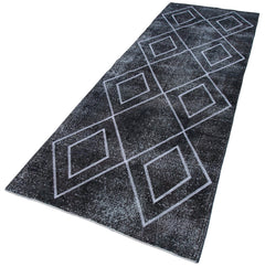 Geometric Carpet Grey Geometric Cotton Wool Handmade Area Rug 3'9'' x 10'11''