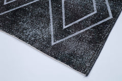 Geometric Carpet Grey Geometric Cotton Wool Handmade Area Rug 3'9'' x 10'11''