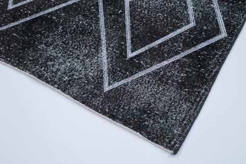 Geometric Carpet Grey Geometric Cotton Wool Handmade Area Rug 3'9'' x 10'11''