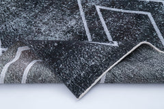 Geometric Carpet Grey Geometric Cotton Wool Handmade Area Rug 3'9'' x 10'11''