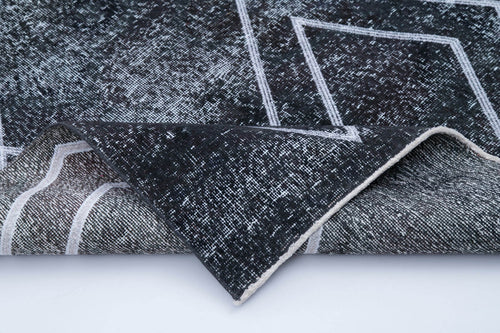 Geometric Carpet Grey Geometric Cotton Wool Handmade Area Rug 3'9'' x 10'11''