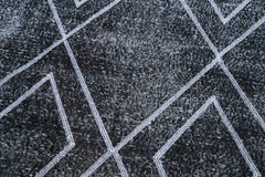 Geometric Carpet Grey Geometric Cotton Wool Handmade Area Rug 3'9'' x 10'11''