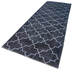 Geometric Carpet Grey Geometric Cotton Wool Handmade Area Rug 4'7'' x 13'0''