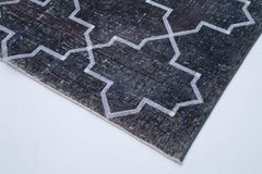 Geometric Carpet Grey Geometric Cotton Wool Handmade Area Rug 4'7'' x 13'0''