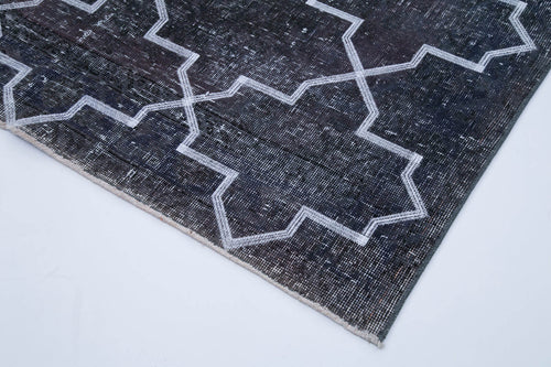 Geometric Carpet Grey Geometric Cotton Wool Handmade Area Rug 4'7'' x 13'0''