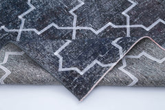 Geometric Carpet Grey Geometric Cotton Wool Handmade Area Rug 4'7'' x 13'0''