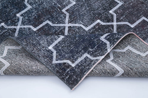 Geometric Carpet Grey Geometric Cotton Wool Handmade Area Rug 4'7'' x 13'0''