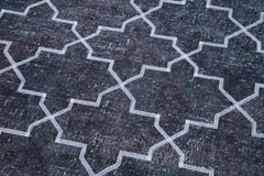 Geometric Carpet Grey Geometric Cotton Wool Handmade Area Rug 4'7'' x 13'0''