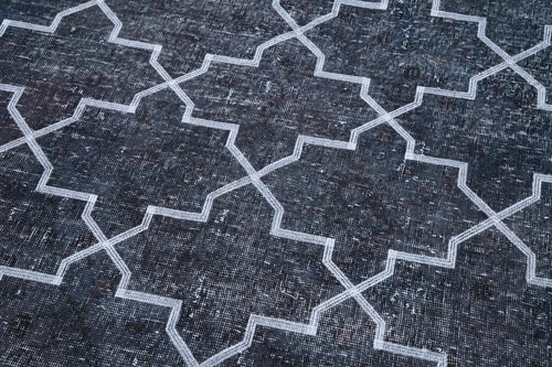 Geometric Carpet Grey Geometric Cotton Wool Handmade Area Rug 4'7'' x 13'0''