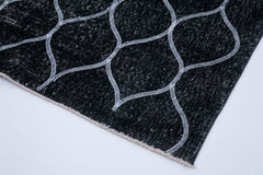 Geometric Carpet Black Geometric Cotton Wool Handmade Area Rug 4'11'' x 12'8''