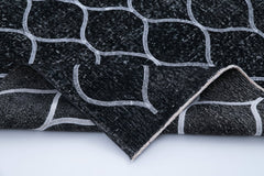 Geometric Carpet Black Geometric Cotton Wool Handmade Area Rug 4'11'' x 12'8''