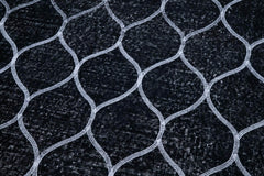 Geometric Carpet Black Geometric Cotton Wool Handmade Area Rug 4'11'' x 12'8''